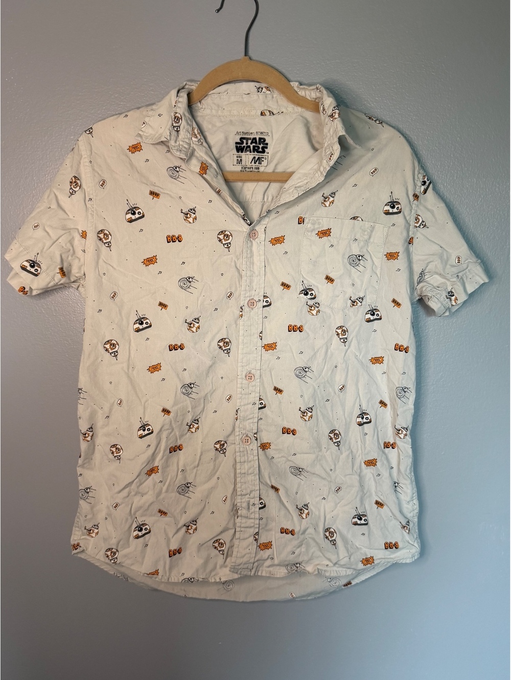 Star Wars BB-8 Pattern Men's Button-Up Shirt Medium